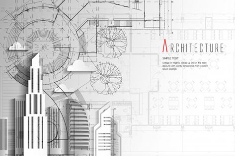 Architecture and blueprint background.paper art style. Premium Vector Architect Background, Architecture Banner, Minimalist Japan, Blueprint Background, Yellow Business Card, Architecture Blueprints, Glowing Background, Architecture Portfolio Design, Architecture Panel