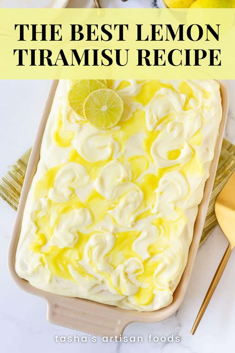 An image of delicious and easy lemon tiramisu, easy Summer dessert. Lemon Curd Dessert Recipes, Lemon Curd Tiramisu, Tiramisu Variations, Lemon Tiramisu Recipe, Lemon Curd Dessert, Lemon Tiramisu, Mango Curd, Dessert Lemon, Lemon Olive Oil Cake