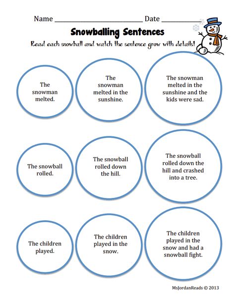 Use this Snowballing Sentences activity for FLUENCY practice! Students can practice “scooping” and phrasing each snowball. The add-on expansion represents each new phrase your students should scoop & phrase together. Compound Sentences Activities, Expanding Sentences, Simple And Compound Sentences, Sentence Fluency, Simple Sentence, Sentence Activities, Compound Sentences, Atticus Finch, 3rd Grade Writing