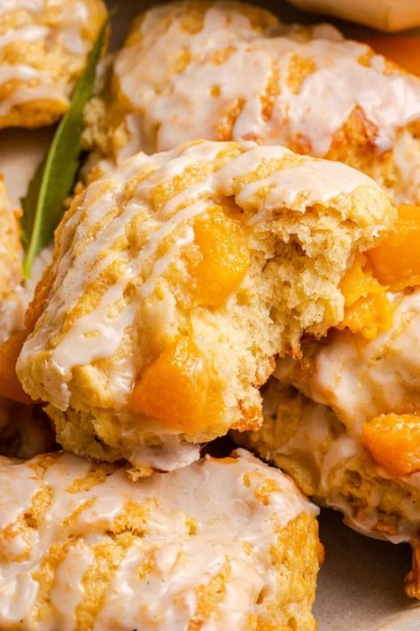 Bourbon Icing, Bourbon Frosting, Buttermilk Scone, Buttermilk Scone Recipe, Peach Scones, Scones Recipe Easy, Peach Recipe, The Bakery, Sourdough Recipes