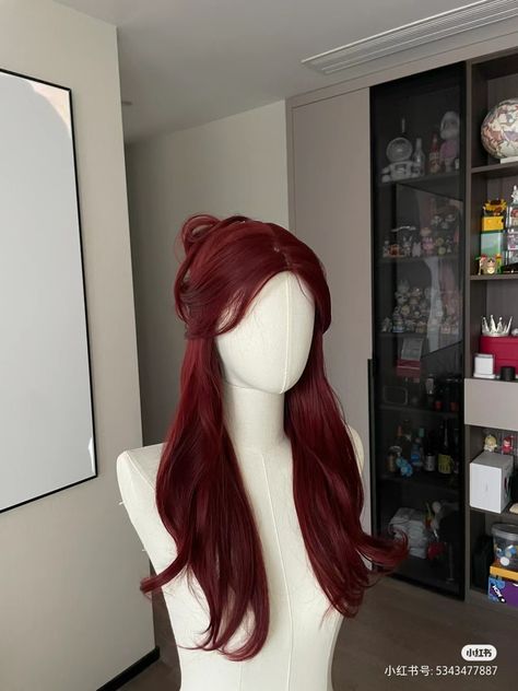 Red Hair Designs, Red Prom Hair, No Bleach Red Hair, Red Hair No Bleach, Ruby Red Hair Color, Red Hair Hairstyles, Red Hair Wig, Red Hair Costume, Ruby Red Hair