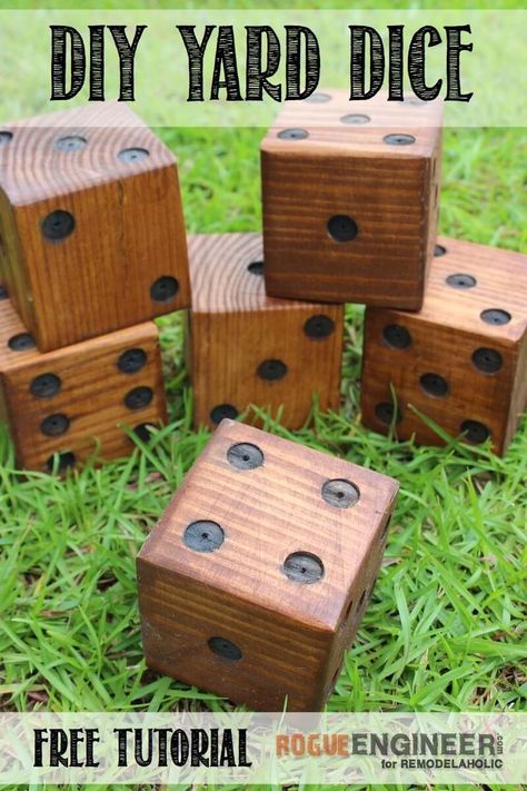 Make your own fun and memories this summer with a set of DIY yard dice to use for dozens of outdoor games for family and kids! Use inexpensive 4x4s or even scraps for a cheap weekend project or gift idea. Yard Dice, Diy Yard Games, Dremel Projects, Diy Bricolage, Yard Games, Backyard Games, Diy Yard, Design Hotel, Weekend Projects