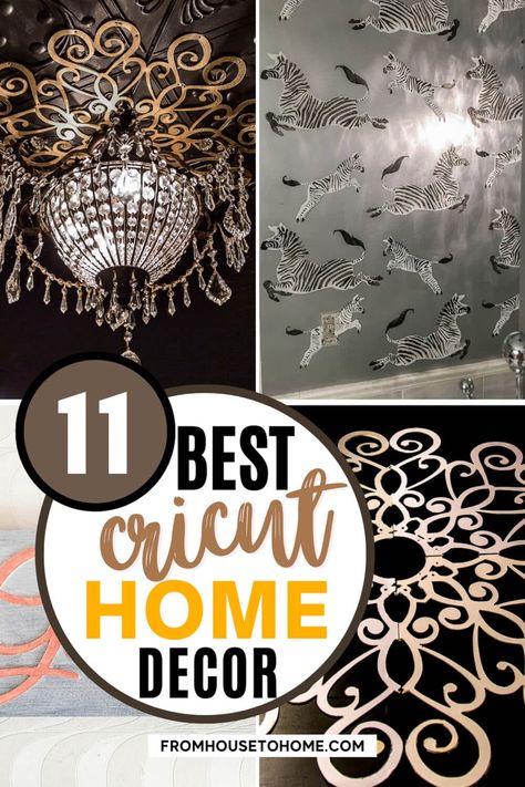 These beautiful DIY home decor projects are all things you can do easily with a Cricut. From pillows to stencils and even a ceiling medallion, it's amazing what a Cricut can do! Diy Glam Decor, Cricut Decor, Home Decor Cricut, Cricut Home Decor, Arts And Crafts Home Decor, Expensive Wallpaper, Cricut Home, Sewing Room Storage, Spice Jar Labels