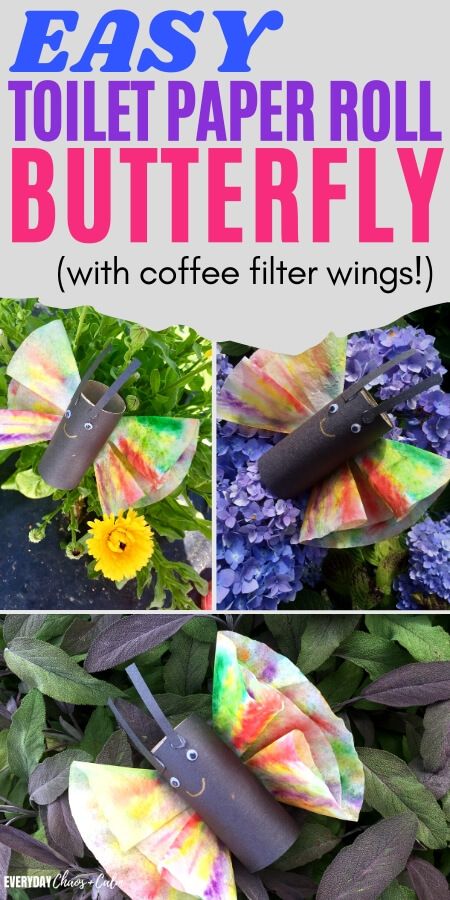 Looking for a fun and simple craft for preschoolers? Make this toilet paper roll butterfly craft with coffee filter wings! this is a great butterfly craft for kids to make in the spring and summer when butterflies are around outside. Use this craft as part of a study on butterflies or insects. Paper Roll Butterfly, Butterfly Craft For Kids, About Butterflies, Bee Crafts For Kids, Craft For Preschoolers, Butterfly Craft, Coffee Filter Crafts, Toilet Paper Tube, Toilet Paper Crafts