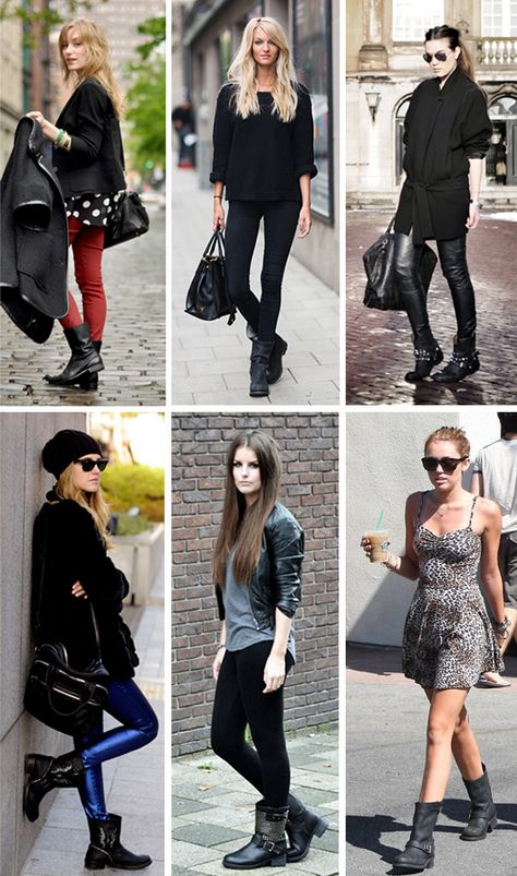 Biker Boots <3   Kimberly, Stockholm Street Style, Cindy Van Der Heyden, Chiara Ferragni, Fashion Mind e Miley Cyrus. Jimmy Choo Moto Boots Outfit, Biker Boots And Dress Outfit, Womens Moto Boots Outfit, Frye Veronica Harness Short Outfit, Frye Moto Boots Outfit, How To Wear Biker Boots, Short Moto Boots Outfit, Outfits With Biker Boots, Motorcycle Boots Women Outfit