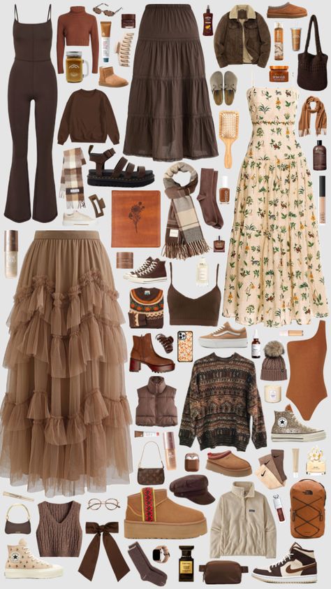 Brown Cottagecore Aesthetic, Brown Cottagecore, 1970 Outfits, Cottagecore Aesthetic Outfits, Fall Skirt Outfits, Skirt Cottagecore, Cottagecore Outfit, Fall Skirt, Skirt Outfits Fall