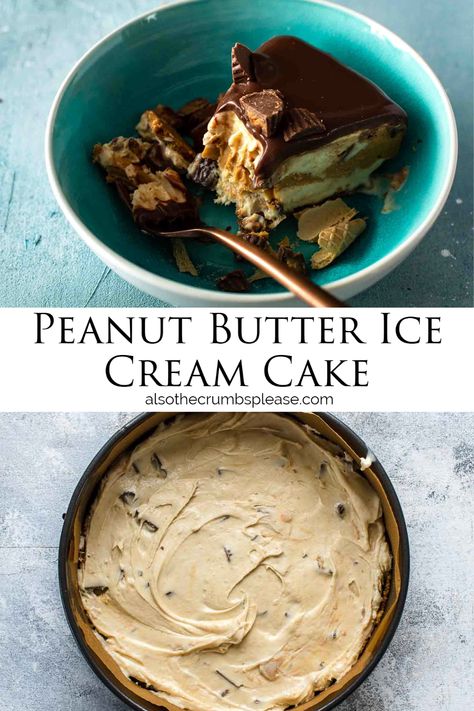 Recess Ice Cream Cake, Ice Cream Cake Peanut Butter, Peanut Butter Chocolate Ice Cream Cake, Peanut Butter Mouse, Banana Ice Cream Cake, Ice Cream Cake Recipe Homemade, Peanut Butter Ice Cream Cake, Twix Ice Cream, Peanut Butter Twix