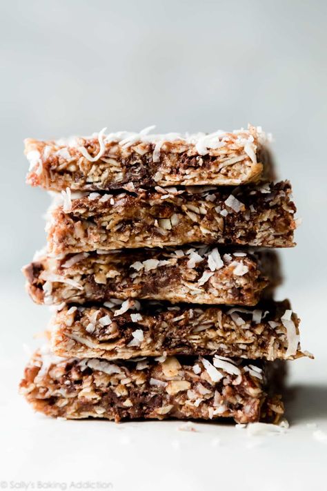 Coconut Granola Bars, No Bake Granola Bars, Chewy Granola Bars, Granola Recipe Bars, Peanut Butter No Bake, Chewy Granola, Coconut Peanut Butter, Homemade Granola Bars, Sally's Baking