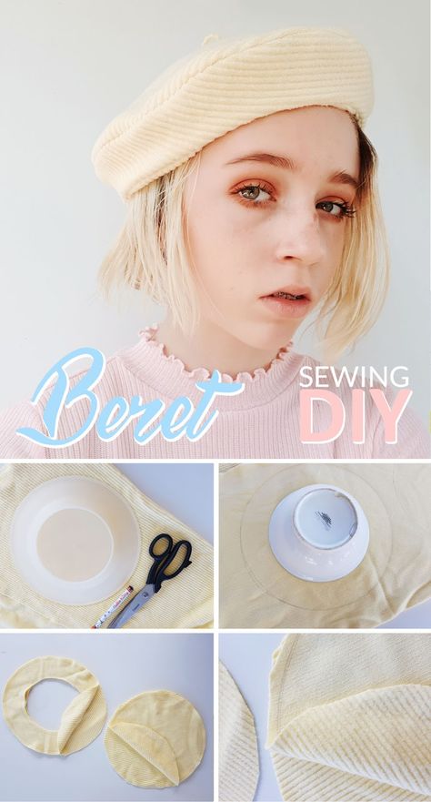 Learn to Sew your own Fashion Beret | FREE Pattern Sewing Guide | Now thats Peachy How To Make A Beret, Beret Diy, Topi Baret, Pola Topi, Make A Hat, Beret Pattern, Diy Sewing Tutorials, Sewing Fashion, Fashion Sewing Tutorials