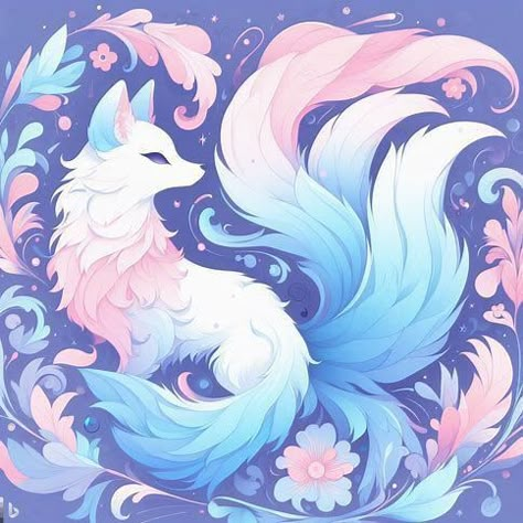 Cute Fox Drawing, Mythical Creatures Fantasy, Dreamy Artwork, Mythical Animal, Cute Fantasy Creatures, Cute Animal Drawings Kawaii, Fantasy Creatures Art, Creatures Art, Mythical Creatures Art