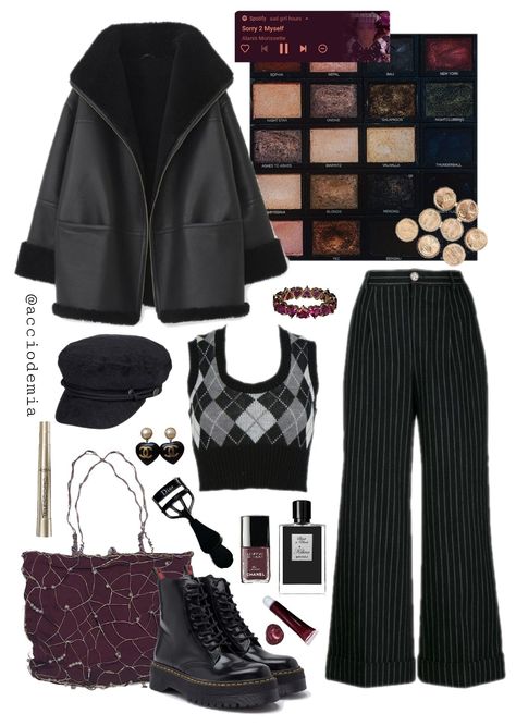 Dark Witchy Outfits Aesthetic, Dark Academia Office Outfit, Dark Artsy Outfit, Wednesday Aesthetic Outfits, Dark Fall Aesthetic Outfits, Witchy Academia Outfit, Artsy Academia, Sabrina Spellman Outfit, Wednesday Aesthetic