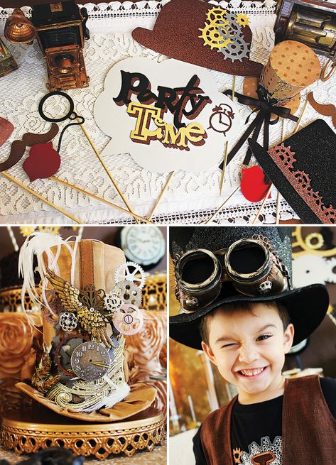 Steampunk Party Decorations, Steampunk Birthday, Maleficent Party, Hg Wells, Victorian Theme, Diy Steampunk, Steampunk Party, Steampunk Theme, Mystery Dinner