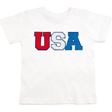 The USA Patch Short Sleeve T-Shirt is a fun and festive t-shirt for kids celebrating the 4th of July or to show patriotic spirit any day! Shirt Color: White. Patch Color: Red, white and blue chenille with blue felt outline. Features: Tagless inside neck label for an itch-free wear. Fit: Toddler Unisex; True to Size. Each t-shirt is hand pressed with love in our hometown warehouse. | Sweet Wink | USA Patch Short Sleeve T-Shirt, (White, Size 12-18M) | Maisonette collects the best children’s products from around the world (unlike Zulily, Etsy, The Tot, Farfetch Kids, Childrensalon, Crate and Kids, Kohls, Wayfair, Buy Buy Baby, Nordstroms, Mini Boden, J.Crew Factory, or PotteryBarn Kids), creating a curated shopping experience for you. Think of us as your shortcut to fashion for litte ones! Kids White T Shirt, White Short Sleeve T-shirt For 4th Of July, Blue Patriotic Cotton T-shirt, 4th Of July Americana Short Sleeve T-shirt, 4th Of July American Flag Print Short Sleeve T-shirt, Kickee Pants, White Patches, Boy Onesie, Elegant Baby