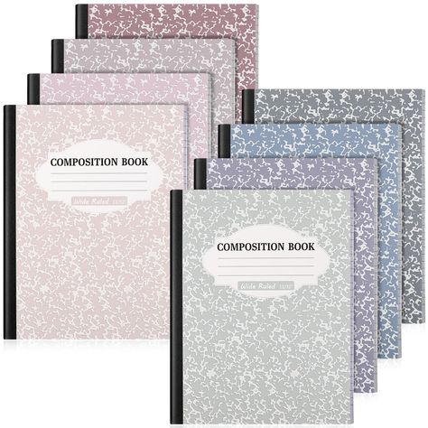 PRICES MAY VARY. Enough to Use: you will receive 8 pieces of marble notebooks in 8 cover colors, 1 piece for 1 color, to add fun to your study and work; The notebook is about 9.75 x 7.5 inches/ 24.77 x 19.05 cm, the horizontal line spacing of the inner page is about 11/32 inch/ 0.9 cm, portable and lightweight, easy to fit in your schoolbag Trusty Material: the cover of our composition notebook bulk is made of thick paper, sturdy and reliable, smooth to touch, which can well protect the inner pa Cute School Notebooks, Cute Notebooks For School, Random Accessories, Paper Composition, Composition Books, Simple Notebook, School Notebooks, Cute Notebooks, Composition Book