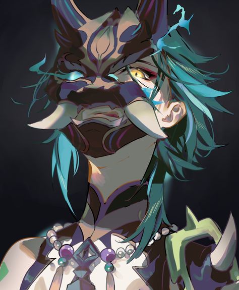 A Cat, Anime Character, Log In, Log, Mask, Twitter, Green, Anime, Hair