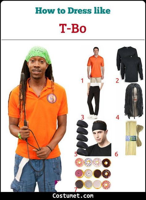 T-Bo (iCarly) Costume for Cosplay & Halloween 2022 Non Boring Halloween Costumes, T-bo From Icarly Costume, Icarly Costumes Halloween, Icarly Tbo Halloween Costume Ideas, Tebow Icarly Costume, T Bo Costume, Icarly Tbo Halloween Costume, Bagel Guy From Icarly Costume, Icarly Costumes