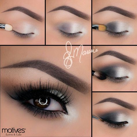 Motives Silver Smokey Eye, Cheer Makeup, Silver Eye Makeup, Make Up Designs, Korean Makeup Look, Dramatic Eye Makeup, Glitter Eye Makeup, Hooded Eye Makeup, Eye Makeup Steps