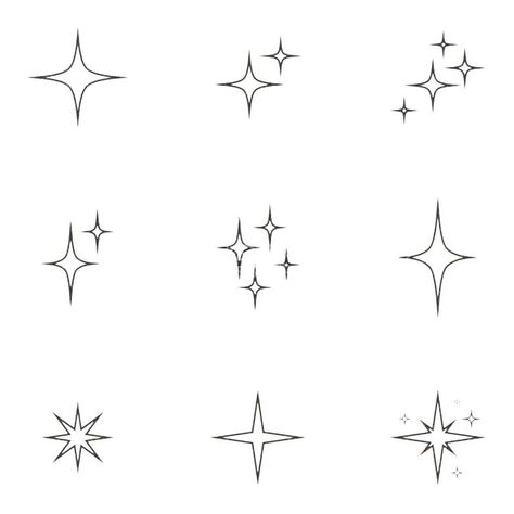 Star Emoji Tattoo, Small Star Tattoo Designs, Little Star Tattoo Simple, Simple Star Tattoo Design, Sparkle Emoji Tattoo, Star Tattoo Outline, Star Minimalist Tattoo, Star Line Tattoo, Emoji Tattoo Ideas