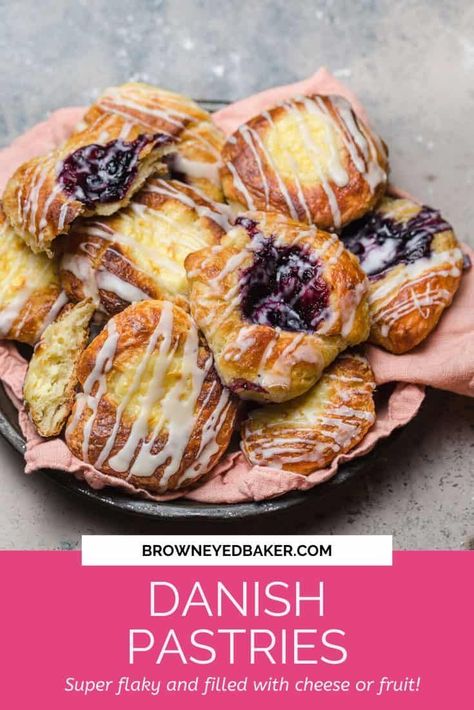 Mini Danish Pastries, Cream Cheese Danish From Scratch, Mini Danish, Fruit Danish, Dessert Croissant, Homemade Danish, Breakfast Cakes, Danish Pastries, Brown Eyed Baker