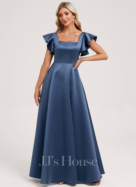 Pear Dress Shape, Simple Gowns For Women Casual, Simple Gowns For Women, Dusky Blue Bridesmaid Dresses, Dresses For Pear Shaped Women, Dress Like Princess, Pear Dress, Dusky Blue Wedding, Pear Shaped Dresses