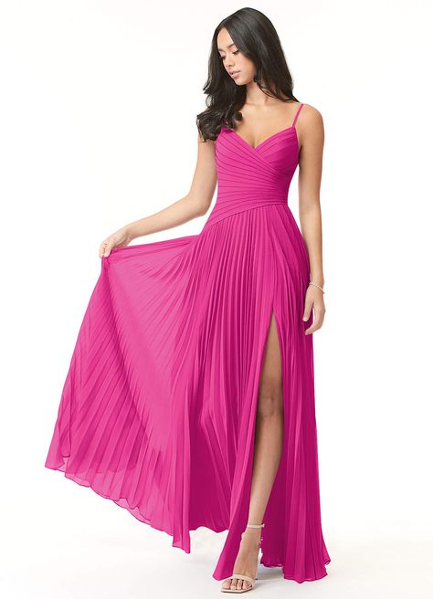 Azazie Vini Fuchsia Bridesmaid Dresses | Azazie Fuschia Bridesmaid Dresses, Eucalyptus Bridesmaid Dress, Fuchsia Bridesmaid Dresses, Bridesmaid Dresses Azazie, Pink Peacock, Formal Wear Dresses, Peacock Color, Bridesmaid Dresses Long Chiffon, Chiffon Bridesmaid Dresses