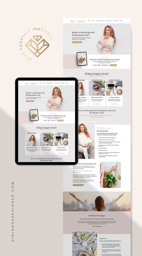 Luxurious, Natural, Sophisticated Showit Website Design for a Wellness Coach and Naturopathic Doctor | Heal Yourself Institute - Girlboss Designer Life Coach Websites, Entrepreneur Website, Website Planning, Showit Website Design, In Flow, Heal Yourself, Coach Website, Naturopathic Doctor, Flow Design