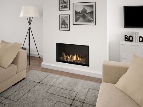 Gas Fireplace Ideas Living Rooms, Modern Fireplace Ideas Living Rooms, Alcove Ideas Living Room, Bungalow Conversion, Wall Gas Fires, Wood Burner Fireplace, Custom Fireplace Mantels, Wall Mounted Fireplace, Wood Burning Stoves