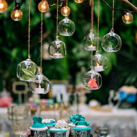 Hanging Tea Light Holders, Hanging Glass Planters, Tea Light Holder Hanging, Hanging Glass Vase, Terrarium Candle, Hanging Tea Lights, Terrarium Wedding, Glass Tealight Candle Holders, Hanging Candle Holder