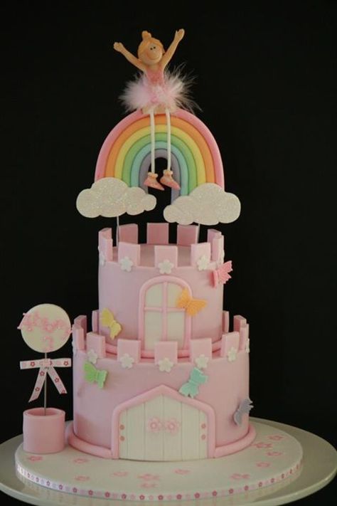 Fairy Castle Cake, Pink Princess Cake, Pink Princess Cakes, Princess Castle Cake, Princess Cookies, Ballerina Cakes, Princess Birthday Cake, 3rd Birthday Cakes, Castle Cake