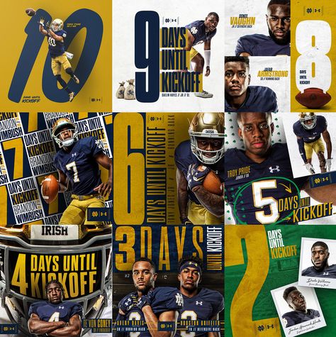 Check out this @Behance project: “Notre Dame Football "10 Day Countdown" Social Graphics” https://www.behance.net/gallery/71117783/Notre-Dame-Football-10-Day-Countdown-Social-Graphics Noter Dame, Game Layout, Media Portfolio, Story Facebook, University Design, Social Graphics, Football Graphics, Sports Design Ideas, Story Layout