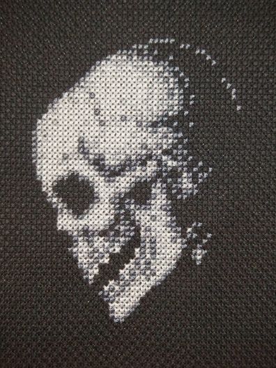 Cross Stitch a Skull for Halloween – Cross-Stitch Skull Cross Stitch, Cross Stitch Skull, Halloween Cross Stitch Patterns, Small Skull, 강아지 그림, Halloween Cross Stitches, A Skull, Perler Patterns, Cross Stitch Patterns Free