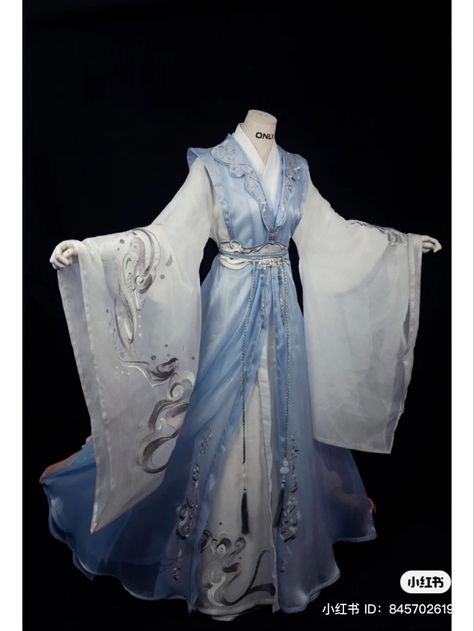 Blue Kimono Outfit, Blue Hanfu, Chinese Gown, Chinese Fancy Dress, Traditional Asian Dress, Asian Style Dress, Projek Menjahit, Ancient Chinese Clothing, Chinese Style Dress