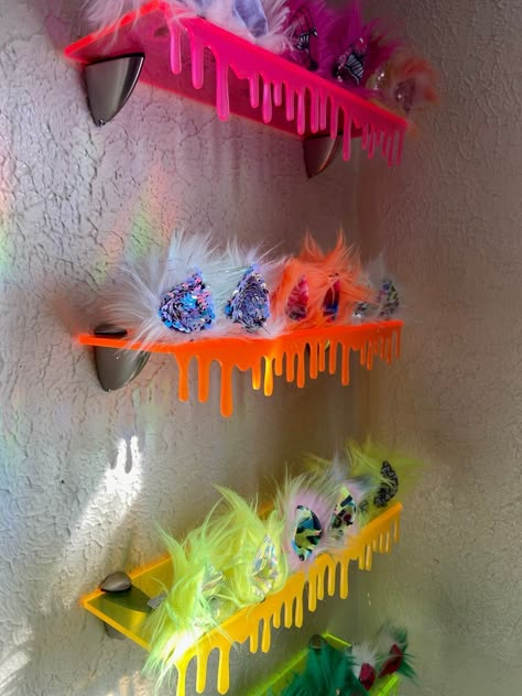 PRE ORDER Dripping Rainbow Floating Shelves | MAGICALMINNIE Drippy Shelves, Neon Shelves, Drippy Shelf, Dripping Shelf, Rainbow Shelves, Beauty Room Decor, Nail Room, Spoon Jewelry, Cute Bedroom Decor