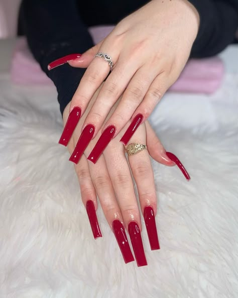 Deenailzz LLC 💫’s Instagram profile post: “@nailed_by_john really has the most butter like and pigmented powders that aren’t runny whatsoever haven’t tried a brand that compares…” Red Nail Long, Red Gel Nails Long, Long Red Acrylics, Redbottom Nails Acrylic, Nails Post Instagram, Red Nails Long, Extra Long Red Nails, Long Red Nails, Red Acrylic Nails