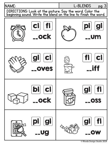 Free L-Blend Worksheets: Practice Beginning Consonant Blends Blend Sound Worksheets, Consonants Blends Worksheets, Diagraphs And Blends Worksheets Free, Beginning Blends Worksheets Free, Blending Sounds Worksheets, L Blends Activities, L Blends Worksheets, Phonics Blends Worksheets, Simple Sentences Worksheet