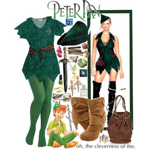 "#15 Going To A Costume Party: Peter Pan" by marylinopen on Polyvore Female Peter Pan Costume, Peter Pan Costume For Women, Diy Peter Pan Costume, Peter Pan Outfit, Neverland Party, Peter Pan Costumes, Peter Pan Costume, Awesome Costumes, Diy Costumes Women