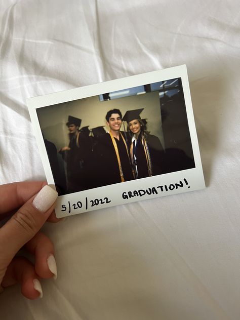 After Graduation Pictures, Grad Aestethic, Couple At Graduation, Couple In College, Polaroid Graduation Pictures, Simple Graduation Pictures, Graduating Couple, Vintage Graduation Pictures Aesthetic, Post Grad Life Aesthetic