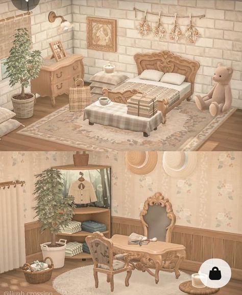 Animal Crossing Cottage Core, Cottage Core Bedroom Ideas, Ranch Bedroom, Acnh Interior, Cottage Core Bedroom, Acnh House, Cottagecore Animal Crossing, Ac Ideas, Acnh Cottagecore