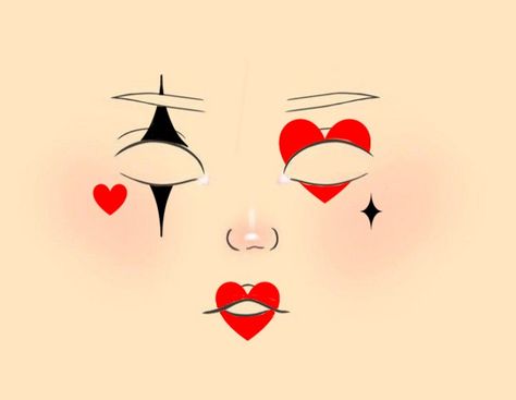 Queen If Hearts Makeup, Cute Queen Of Hearts Makeup, Halloween Makeup Drawing, Red Queen Makeup Alice In Wonderland, Halloween Queen Of Hearts Costume, Queen Hearts Makeup, Easy Queen Of Hearts Makeup, Easy Heart Makeup, King Of Hearts Makeup