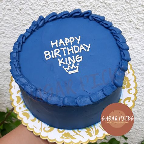 Blue Birthday Cake For Men, Royal Blue Birthday Cake, Royal Blue Cake, 23 Birthday Cake, Birthday Cake For Father, Blue Birthday Cake, 22nd Birthday Cakes, Happy Birthday King, Minimalist Cake