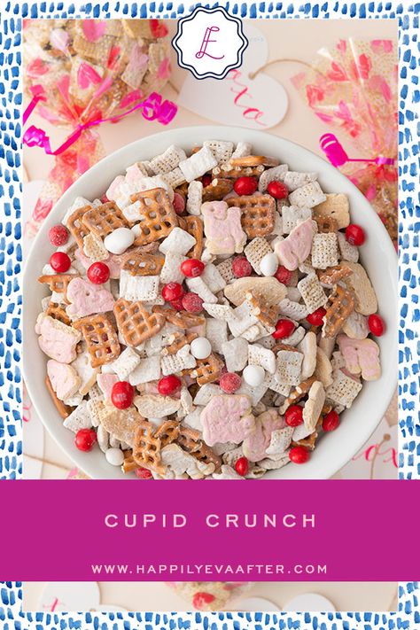 We love a delicious holiday treat in our family, and nothing gets us going than making a sweet treat we can share with our even sweeter friends and family members! I’m super excited today to introduce you to my family’s Cupid Crunch treat mix!💕 Cupid Crunch, Frosted Animal Crackers, Chex Cereal, Movie Snacks, Melting White Chocolate, Chocolate Powder, Chex Mix, Animal Crackers, Pretzels