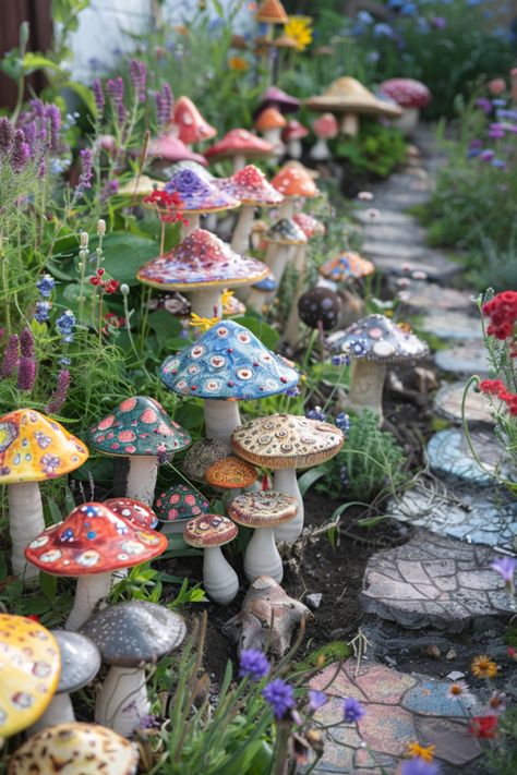 Whimsical Garden Escapes: Outdoor Decor Ideas to Transform Your Space - Quiet Minimal Cabrewing Ideas, Fairy Yard Decor, Fantasy Garden Decor, Fairy Inspired Garden, Flowers For Fairy Garden, Different Garden Ideas, Quirky Garden Decor, Cottagecore Yard Ideas, Cute Flower Garden Ideas