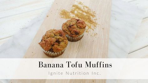 Banana tofu muffins - these muffins are super filling, are easy to make ahead, and freeze super well for busy, on the go snacks! | Ignite Nutrition Inc. Registered Dietitian Nutritionist from Calgary, Alberta Tofu Muffins, Delicious Healthy Breakfast Recipes, Plant Recipes, Vegan Muffins, Guilt Free Snacks, Quick Breakfast Recipes, Snacks To Make, On The Go Snacks, Kid Food