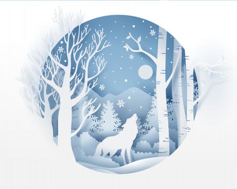 Wolf in forest with snow in the winter s... | Premium Vector #Freepik #vector #winter #snow #light #dog Wolf In Forest, Forest With Snow, Winter Paper, Snow Light, Winter Designs, Paper Cutout Art, 3d Paper Art, 3d Shadow Box, Paper Art Craft