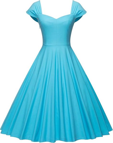 Amazon.com: GownTown Vintage Dresses Short Sleeves Cocktail Swing Dress Wrap Top Dress with Pockets Light Blue : Clothing, Shoes & Jewelry Vintage Dresses Short, Light Blue Clothing, Wrap Top Dress, Belle Beauty And The Beast, Blue Clothing, Belle Beauty, Dress Wrap, Pocket Light, Dress With Pockets