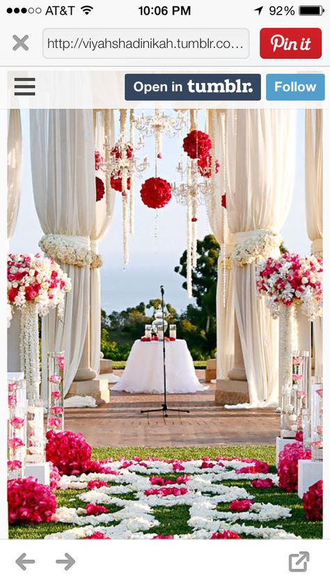 Decor Wedding Setup, Indian Wedding Decorations, Wedding Aisle, Wedding Ceremony Decorations, Wedding Deco, Ceremony Decorations, Red Wedding, Wedding Arch, Wedding Themes