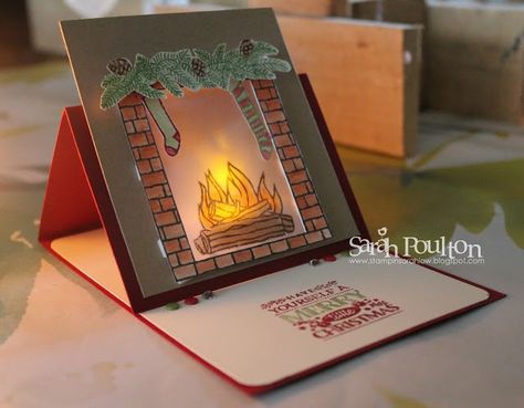 Stampin' Sarah!: A Festive Fireplace Easel Card Sneak Peek from Stampin' Up! UK Demonstrator Sarah Poulton Festive Fireplace, Candle Cards, Step Cards, Stampin Up Christmas Cards, Shaped Cards, Easel Cards, Fancy Fold Cards, Christmas Cards To Make, Stamping Up Cards