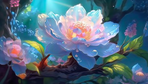 The image depicts a luminous, ethereal lotus flower blooming in a magical underwater garden, with vibrant petals glowing in shades of blue, pink, and white. Surrounded by shimmering bubbles and other fantastical flora, the scene exudes a dreamy, otherworldly atmosphere.  underwater, magical, ethereal, glowing, vibrant, bubbles, flora, dreamy, fantasy, colorful, serene, mystical, anime, anime landscape, nice wallpaper, horizontal wallpaper, laptop or desktop wallpaper Luminous Ethereal, Underwater Garden, Horizontal Wallpaper, Wallpaper Horizontal, Magical Underwater, Lotus Wallpaper, Anime Landscape, Nice Wallpaper, Flower Blooming