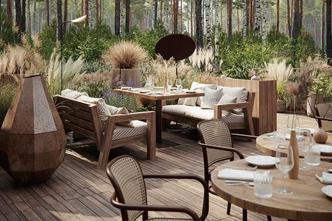 CGI - SPSM4 on Behance Ubud Resort, Outdoor Restaurant Design, Restaurant Exterior, Restaurant Patio, Restaurant Seating, Bar Interior Design, Cafe Terrace, Cafe Shop Design, Restaurant Architecture