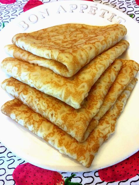 Instructions Recipe For Crepes, Crepes Recipe Breakfast, Best Crepe Recipe, French Crepe Recipe, Sweet Crepes Recipe, Easy Crepe Recipe, Crepes Recipe, Breakfast Crepes, Sweet Crepes